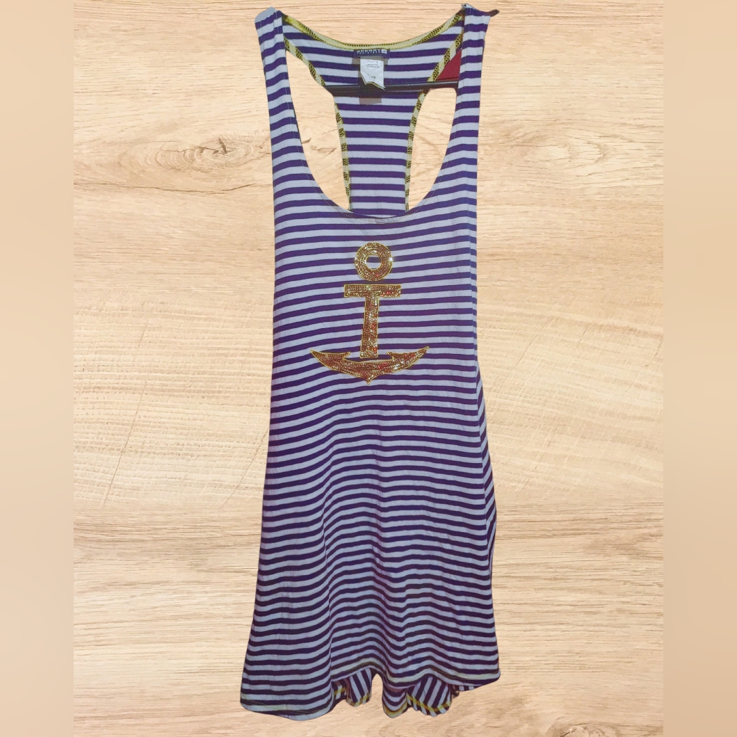 Sperry Top Sider | Nautical Theme Dress W. Gold Anchor Detail Size S Petite